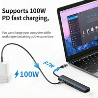 Hub USB-C haute vitesse 7 ports avec USB3.0*2 PD100W RJ45 1000M 4K HDTV, station d'accueil en alliage d'aluminium pour Macbook