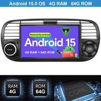 Autoradio Android 15 de 7 pouces avec écran IPS, Carplay, GPS pour Fiat 500 2007-2015