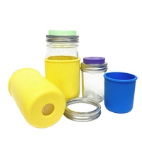 Bocaux en verre Mason de 70 mm et 86 mm avec couvercles en silicone avec trou pour paille pour boire avec anneaux en acier inoxydable