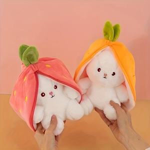 Mềm Dâu Thỏ Biến Hình Con Rối Vải Dễ Thương Cà Rốt Thỏ Sang Trọng Búp Bê Bông Dây Kéo Miễn Phí Đồ Chơi Sang Trọng-Quà Tặng - Product Image 3