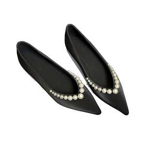 High Quality Pointed Toe Women's Slip-On Mary Jane <b>Flats</b> Solid Microfiber Hard-Wearing Spring Autumn <b>Summer</b> Fashion Party Large - Product Image 1