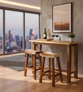 Chaise de bar en bois de suar courbé, fabriquée à la main, avec confort ergonomique, solidité accrue et grain naturel riche, idéale pour les bars élégants. - Product Image 5