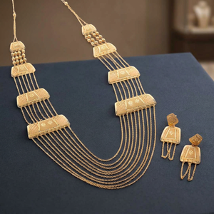 Forming <b>Long</b> <b>Necklaces</b> Set, Fashion Jewelry, Traditional Gold Filled Jewelry Set, Luxury Jewelry, Brass Gold Plated Jewelry Set. - Product Image 6