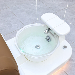 Chaise <span class=keywords><strong>de</strong></span> pédicure <span class=keywords><strong>de</strong></span> <span class=keywords><strong>salon</strong></span> <span class=keywords><strong>de</strong></span> luxe à base blanche, moderne, électrique, inclinable, dossier haut, chaise <span class=keywords><strong>de</strong></span> soin des pieds avec bol en verre - Product Image 6