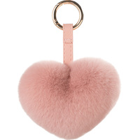 Porte-clés de voiture en fourrure de lapin Rex en forme de cœur, édition commémorative artisanale, avec pompon cœur pêche, pendentif de sac en peluche mignon
