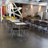 Schnelle Lieferung Günstiger Preis Moderne Fast-Food-Möbelgarnitur Gebogene Holz-Restaurantstühle und Marmortisch