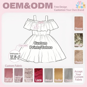 Vestidos de Verano para Niñas con Estampados Personalizados, Vestido de Gasa con Hombros Descubiertos, Estampado Floral de Rosas, Vestidos de Tirantes de Princesa para Niñas - Product Image 2