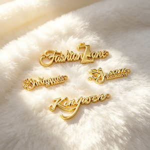 Top Selling Alloy Personalized Curved Logo Enamel Filled Metal <b>Name</b> <b>Tags</b> for Turban Head Wrap - Product Image 2
