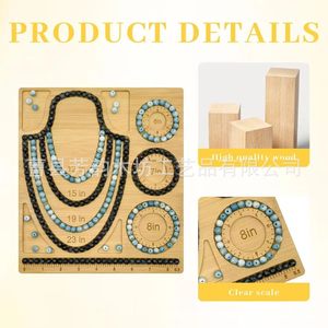Wood Beading Design Tray 6 7 8 In Bracelet <b>Necklace</b> Measuring Jewelry Making Tool Display Tray - Product Image 3