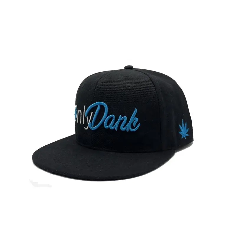 Superventas OEM fabricación bordado ala plana un marco negro nueva tendencia era gorras personalizadas SnapBack sombreros gorras de alta calidad