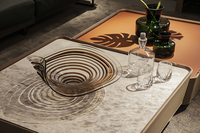 Handgeblazen rokerige bruine golfvormige schaal van glas, fruitkom met spiraalvormige lagen, decoratieve glazen schaal, tafeldecoratie, centerpiece voor thuis