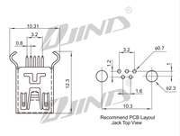 USB 2,0 Mini Vertical 5Pin DIP Receptáculo Conector Macho/Hembra Aplicación para PCB