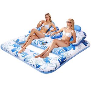 <span class=keywords><strong>ENLIGHT</strong></span> PVC Transat Gonflable Imprimé Tropical avec Porte-Gobelets Intégrés pour la Détente en Bord de Piscine en Extérieur - Product Image 2