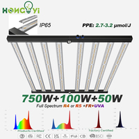 Lámpara LED de Cultivo de Espectro Completo de Tres Canales IP65 630W+60W+30W, Compatible con Cultivo Vertical de 4x4 Pies, Uso en Interiores