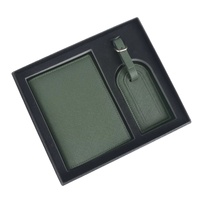 Portefeuille de passeport en cuir Saffiano gravé sur mesure, porte-passeport personnalisé et ensemble d'étiquettes de bagages avec boîte cadeau