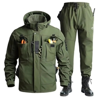 Conjunto Táctico Softshell de Alta Calidad para Hombre con Forro Polar de Camuflaje, Ropa Impermeable para Exteriores