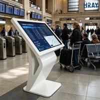 HRAY Écran d'affichage en forme de K de 55 pouces, 178° de vision complète, double haut-parleur, pour affichage d'informations aux passagers dans les gares ferroviaires, prise en charge OEM ODM