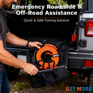 حبل سحب قوي <span class=keywords><strong>3</strong></span> بوصة × 30 قدم بقوة تحمل 30000 رطل مع حلقتين على شكل حرف D مقاس <span class=keywords><strong>3</strong></span>/4 بوصة - Product Image 3