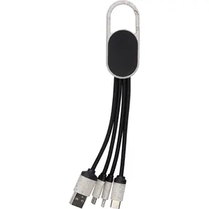 Kabel pengisi daya 3 dalam 1, Gantungan Kunci lampu LED Logo cepat USB, kabel pengisian daya beberapa untuk iPhone/Android/tipe-c