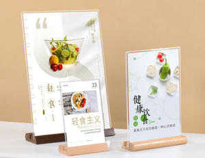 Support de présentation double face en acrylique et bois massif pour liste de prix, menu de thé au lait Decca, carte publicitaire et décoration de table - Product Image 1