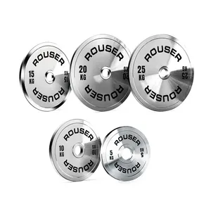 Rouser Fitness Silver Chrome Steel Weight Plates Electroplating Weightlifting Powerlifting Barbell Plate For Strength Training