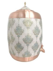 Distributeur d'eau en cuivre pur imprimé de qualité supérieure de 8 litres / Matka avec robinet anti-fuite, design classique pour la maison et le bureau, bienfaits ayurvédiques pour la santé - Product Image 3