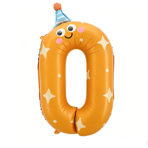 Vente en gros de nouveaux ballons en feuille d'aluminium de 40 pouces avec des chiffres de 0 à 9 en forme de <span class=keywords><strong>smiley</strong></span> de dessin <span class=keywords><strong>animé</strong></span> pour la décoration de fête d'<span class=keywords><strong>anniversaire</strong></span> ou de baby shower - Product Image 2