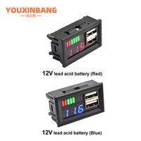 Indicateur de Capacité de Batterie Numérique Plomb-Acide LiFePO4 Lithium, Testeur Voltmètre Double USB 12V pour Voiture et Moto Électrique, Précision 2%