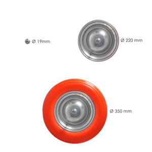 Ruota per carriola da giardino a struttura solida con cerchio in acciaio zincato "Plus" Arancione - Product Image 3