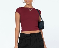 Haute qualité été respirant Stretch dos nu haut court pour femmes T-Shirt court Streetwear Style femmes cou T-Shirt