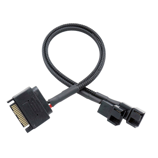 Wholesales Custom Nylon Braided 15pin to 3pin/4pin PWM 12V PC Case Fan Y Splitter Power Adapter Cable