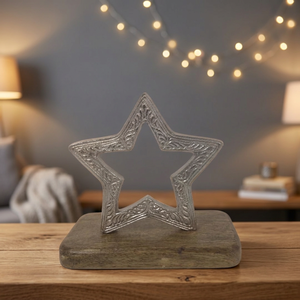 EN FORME D'ÉTOILE DE NOËL AVEC BASE EN BOIS - Product Image 3