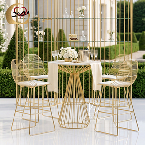Wholesale Modern Stainless Steel Nightclub High Top <b>Standing</b> Gold Cocktail Tables for Hotel Events - Product Image 3
