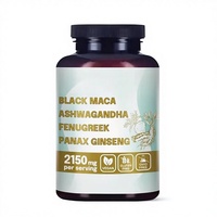 Capsules de Maca Noire, Ashwagandha, Fenugrec et Ginseng Panax ODM/OEM 2150mg – Énergie, Humeur, Équilibre Hormonal, Soutien Immunitaire – Complément Alimentaire pour Adultes