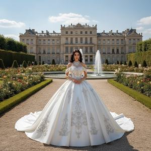 Xx46 Modern Strapless Off-Shoulder Appliques Embroidered Sequined <b>Wedding</b> <b>Dress</b> Ball Gown Floor-Length Customizable for - Product Image 1