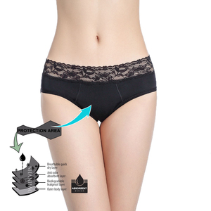 Culottes <span class=keywords><strong>sin</strong></span> costuras de talla grande, bragas antiinnovadoras a prueba de fugas, ropa interior fisiológica menstrual de cuatro capas para mujer - Product Image 3