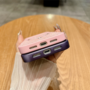 เคสโทรศัพท์มือถือแบบแม่เหล็กหนังสัมผัสนุ่มลายเพชรสำหรับสาวๆ สำหรับ iPhone 14 15 16 17 Pro Air, สำหรับ iPhone 18 เคสโทรศัพท์แบบกลิตเตอร์สุดฮิต - Product Image 4