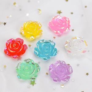 Cabochons plats en résine transparente AB en forme de fleurs de camélia et de roses pour bijoux faits main, coques de téléphone, épingles à cheveux et décorations capillaires - Product Image 4