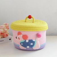 Boîte de rangement de bureau mignonne, panier de rangement pour bébé, panier de rangement de bureau, panier de rangement tissé en fil de coton