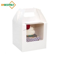 Boîte d'emballage en papier pliable pour 1 cupcake avec poignée, boîtes à emporter recyclables pour desserts individuels, muffins, gâteaux, avec fenêtre