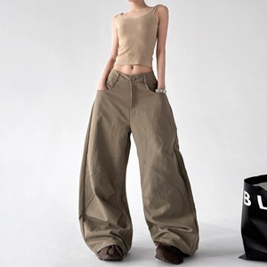 Y2K Streetwear Dark Grey <strong>Khaki</strong> Baggy Pants <strong>Women</strong> Oversized Balloon <strong>Trousers</strong> High Waist Loose Fashion Parachute Slacks - Product Image 6