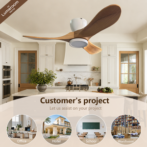 42 Inch Natural Wood Ceiling <b>Fan</b> <b>with</b> Light Flush Mount 3 Blade Quiet DC Motor <b>Remote</b> <b>Control</b> Nordic Style for Home - Product Image 4