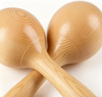 Wholesale Natural Solid Wood Maracas Pair, Hand Shaker Percussion Toy, Custom Logo for Kids Early Music Teaching Aid