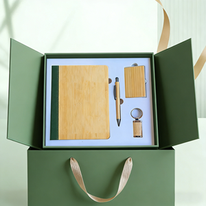 Carnet en bois à couverture rigide 2026, cadeaux personnalisables avec logo, stylo en bambou A5, porte-clés, porte-cartes, cadeau d'entreprise, 100 feuilles - Product Image 1