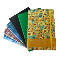 Carnet à couverture en tissu personnalisé avec poche et 2 marque-pages en ruban