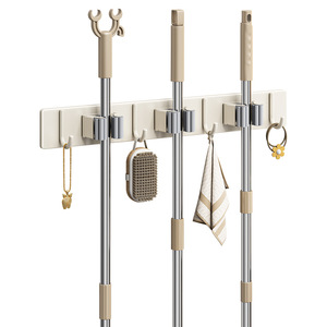Excellent Wall Mounted Mop Holder Stainless Steel <b>Hook</b> Punch Free Storage Rack For Bathroom Cleaning <b>Tools</b> - Product Image 5