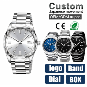 Reloj de Cuarzo para Hombre, Caja de 40 mm, Bisel Estriado, Esfera con Efecto Rayos de Sol, Visualización de Fecha, Correa de Acero Inoxidable, Resistente al Agua, Estilo Casual de Negocios - Product Image 1