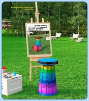 Tabouret pliant télescopique d'extérieur en papier, portable, réglable en hauteur, pour camping, pêche, barbecue, design simple et moderne