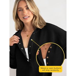 Womens Oversized Long Sleeve Hoodie Button Down V Neck Sweatshirt Knitted Asymmetric Casual Pullover <b>Tops</b> - Product Image 4