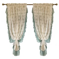 2 Panneaux de Rideaux Superposés à Volants Floraux Vintage, Style Ferme, avec Passe-Tringle et Attaches en Dentelle, pour Chambre et Salon